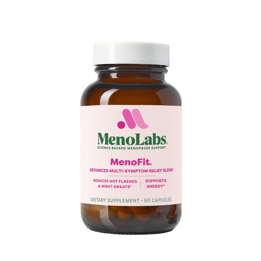 MENOLABS MenoFit bottle front view showing packaging for menopause support