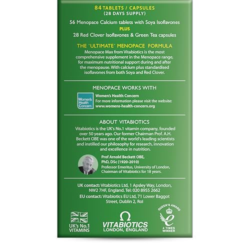 Nutrition label back of pack shows essential minerals in Menopace Max.
