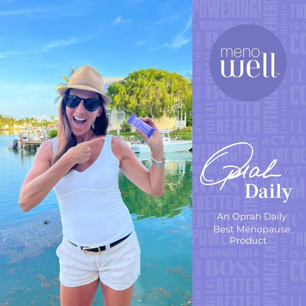 MenoWell bar ingredient panel with maca and probiotic fiber for fullness.