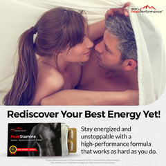 Packaging box emphasizes GMP-tested, non-GMO quality behind PeakStamina.