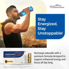 MEN'S PeakPerformance PerformanceUltra maca and herb blend closeup signals natural stamina support