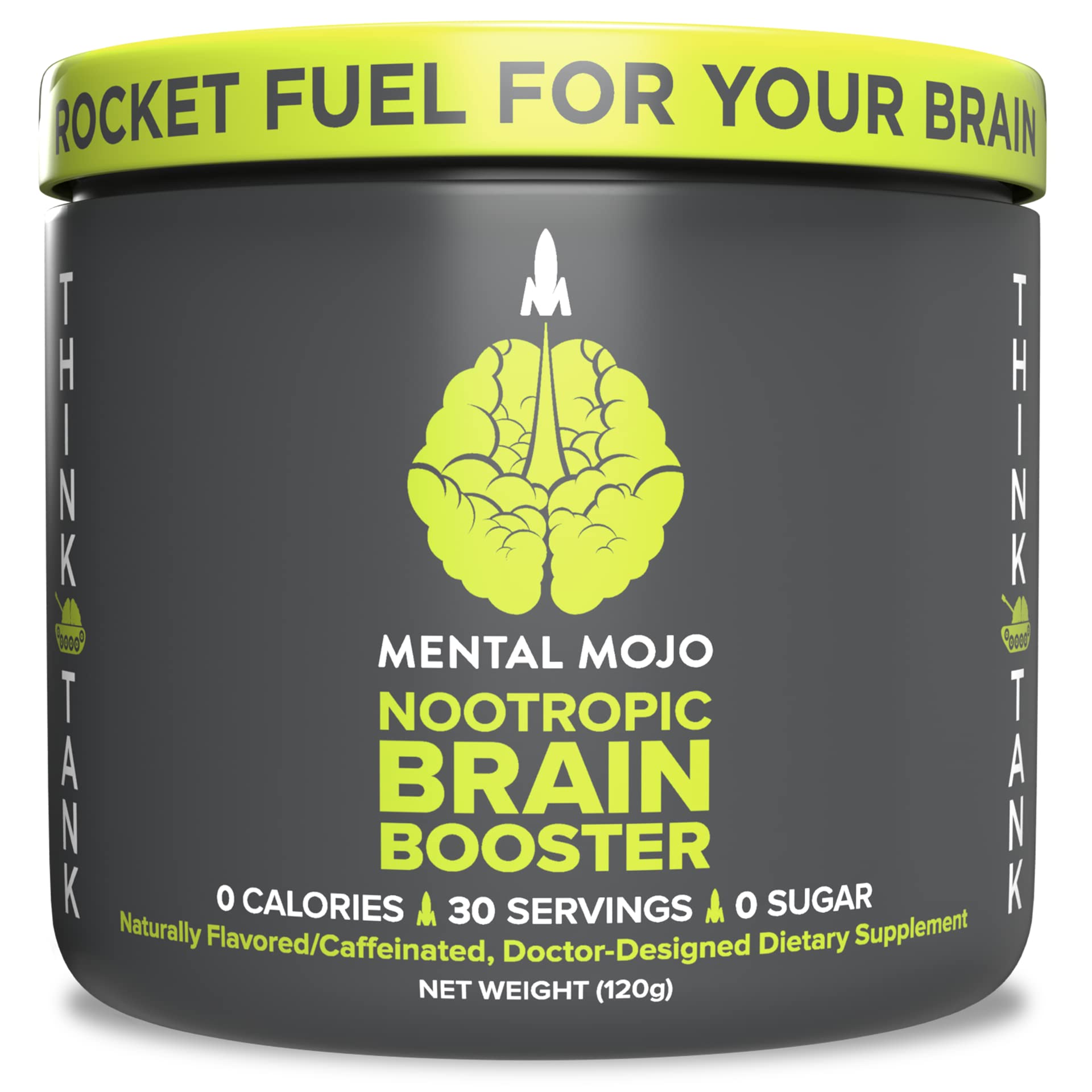 Mental Mojo bottle pour showing convenient zero‑calorie brain fuel for energy and focus