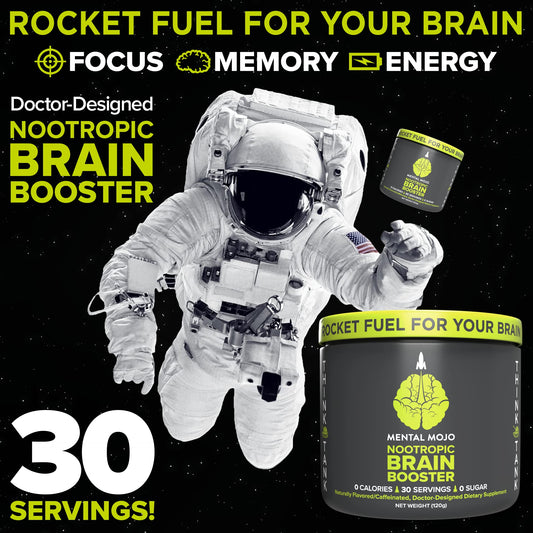 Mental Mojo kiwi strawberry flavor in glass supports clear thinking and mood