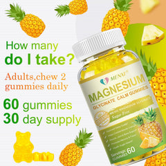MENXI Magnesium Glycinate Gummies ingredients panel lists essential minerals and vitamins.