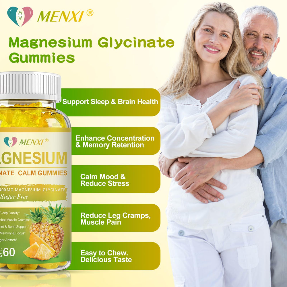 MENXI Magnesium Glycinate Gummies vegan label confirms non-GMO and gelatin-free.