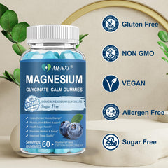 MENXI Magnesium Gummies packaging highlights vegan and sugar-free formula