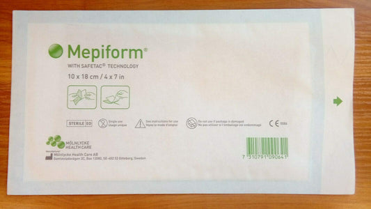 MEPIFORM scar dressing 4x7 inch provides discreet silicone support for scar management