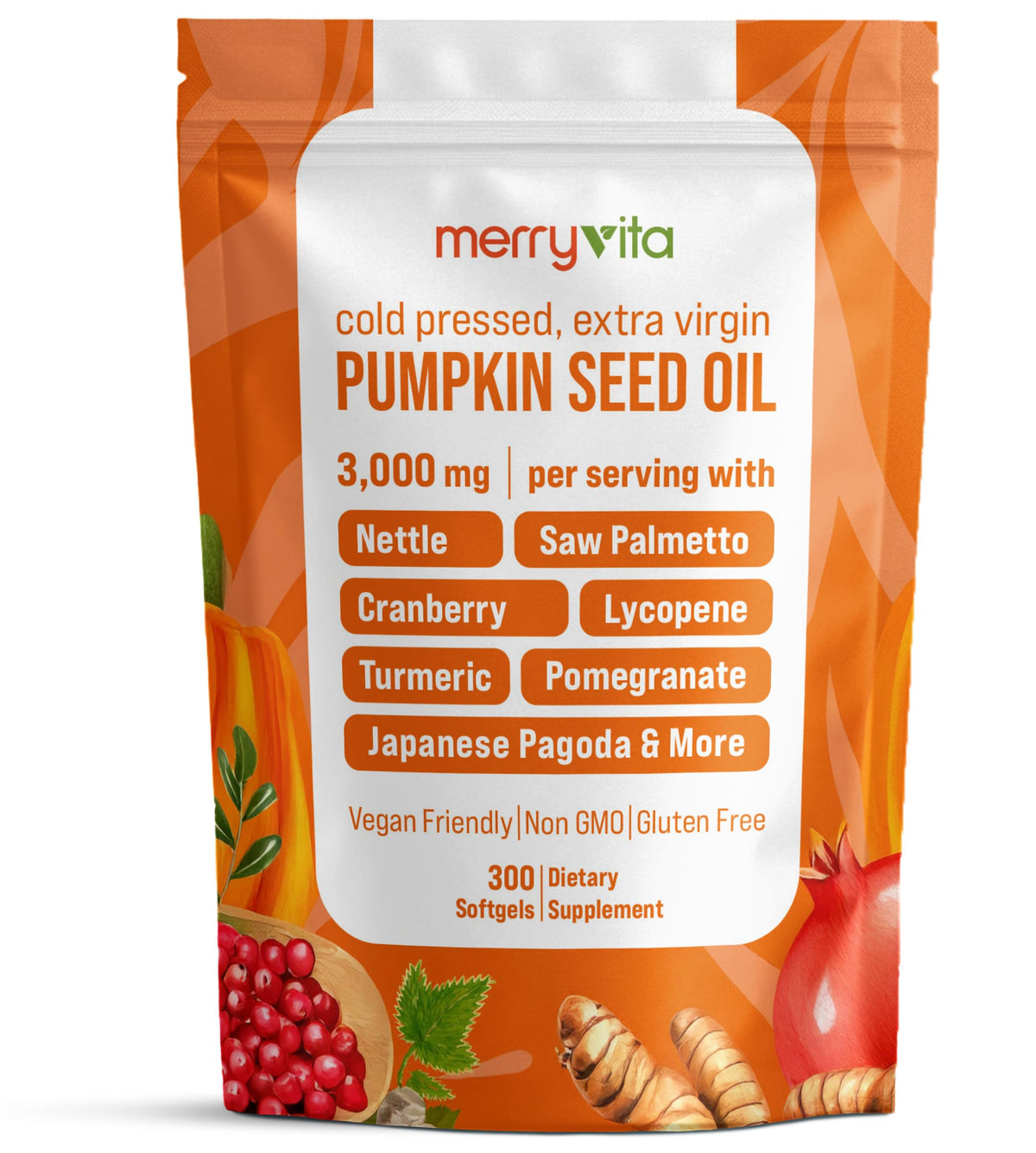 MERRY VITA pumpkin seed oil bottle cap, easy daily intake.