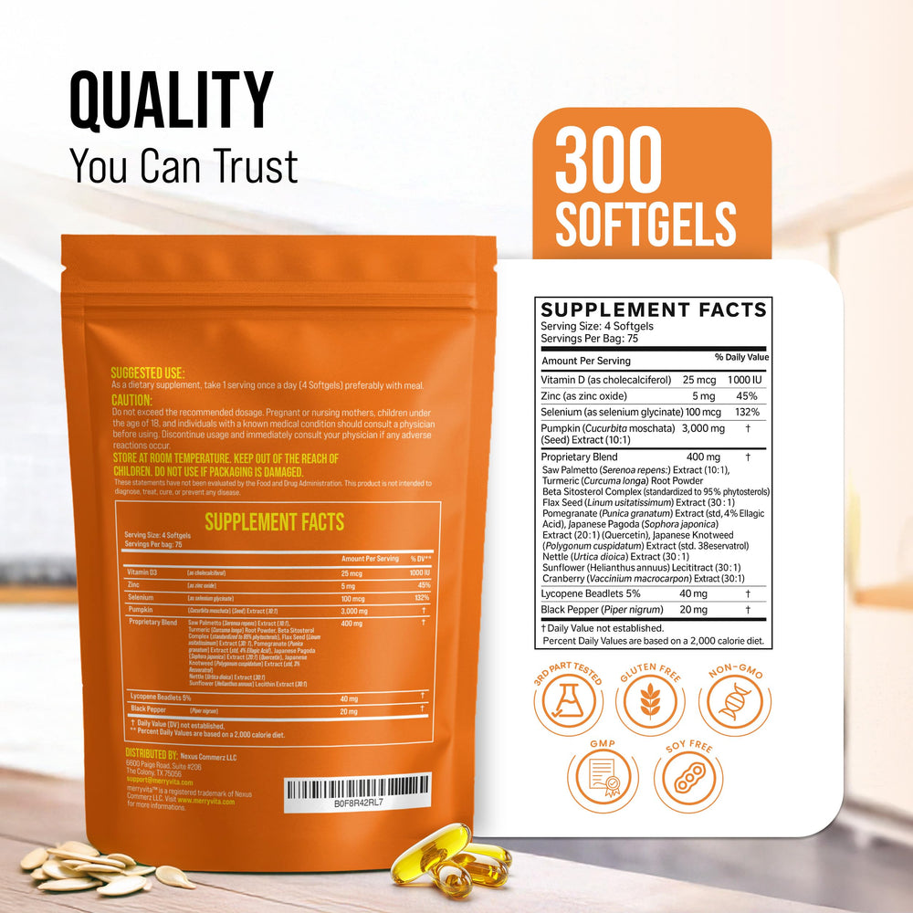 MERRY VITA softgel capsules close-up, easy to swallow daily.