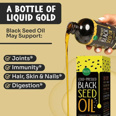 MerryTes Advanced Black Seed Oil on a kitchen counter for easy daily use.