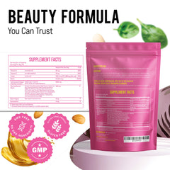 MERRY VITA ingredients label close-up featuring vitamin C and biotin.