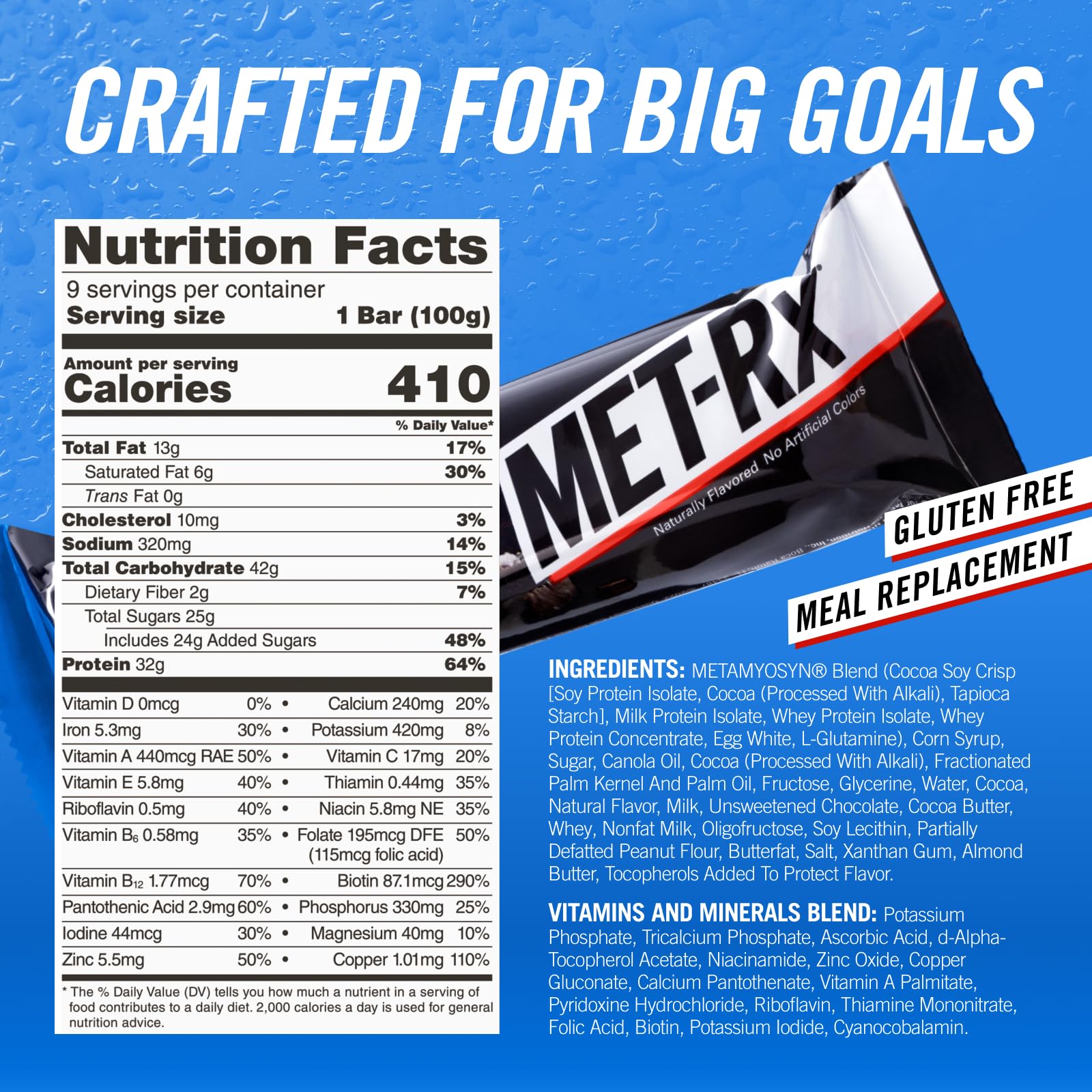 MET-Rx Big 100 Colossal bar in bag ready for travel or gym.
