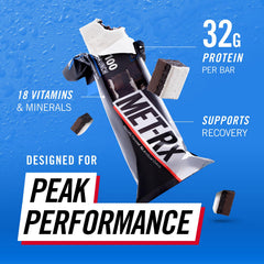 MET-Rx Big 100 Colossal nutrition facts panel shows 32g protein and minerals.