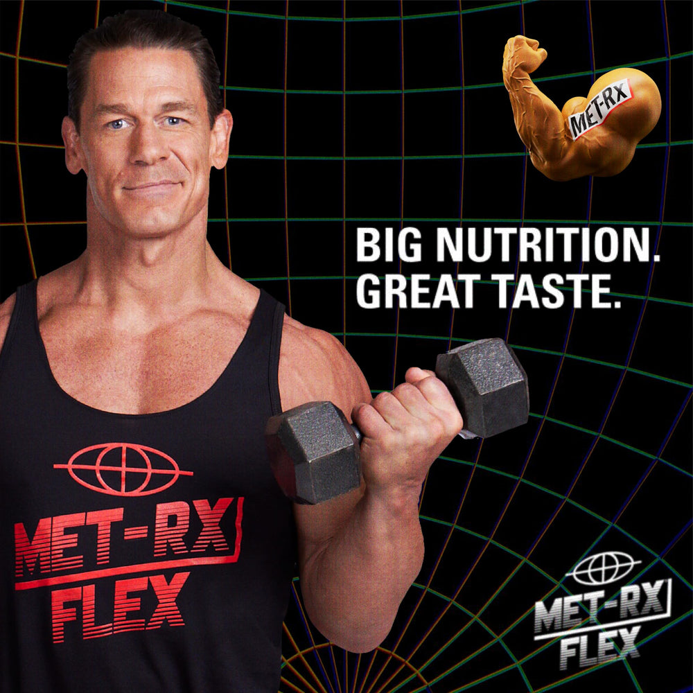 MET-Rx Big 100 nutrition facts panel highlighting 32g protein.