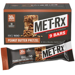 MET-Rx Big 100 Peanut Butter Pretzel box front showcasing meal replacement option