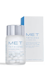 MET Tathione capsules close-up showing unflavored soft gels for daily use.