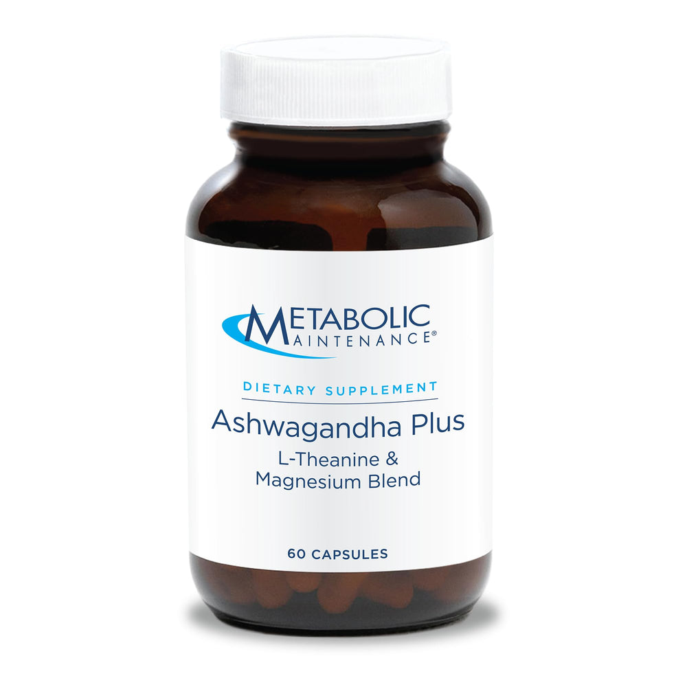 Metabolic Maintenance Ashwagandha Plus bottle front view for stress resilience and calm