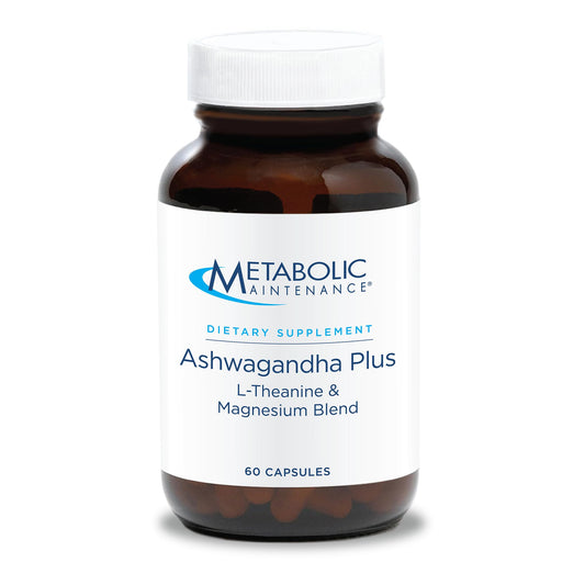 Metabolic Maintenance Ashwagandha Plus bottle front view for stress resilience and calm