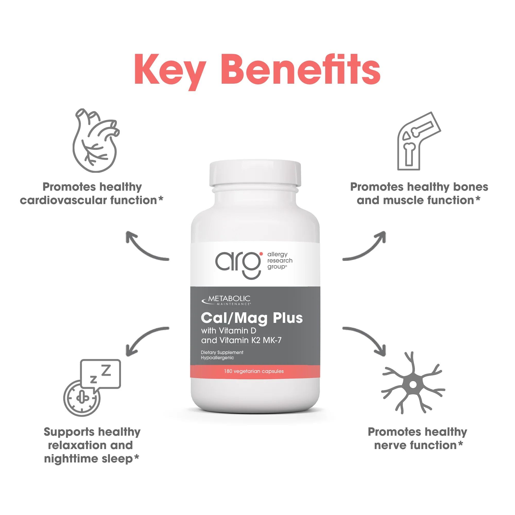 Metabolic Maintenance Cal/Mag Plus label closeup featuring D3 and K2 vitamins