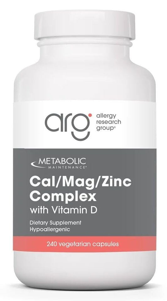 Metabolic Maintenance Cal Mag Zinc Complex bottle with D3 for bone support.