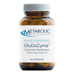 Metabolic Maintenance GluDaZyme bottle front displaying capsules for digestion support.