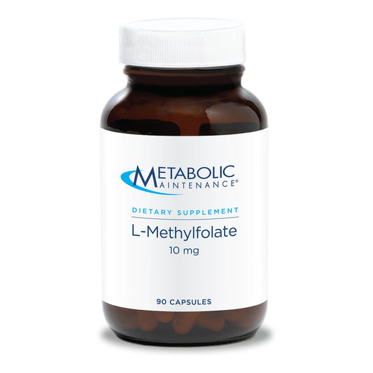 Metabolic Maintenance L-Methylfolate 10 mg bottle for daily methylation support.