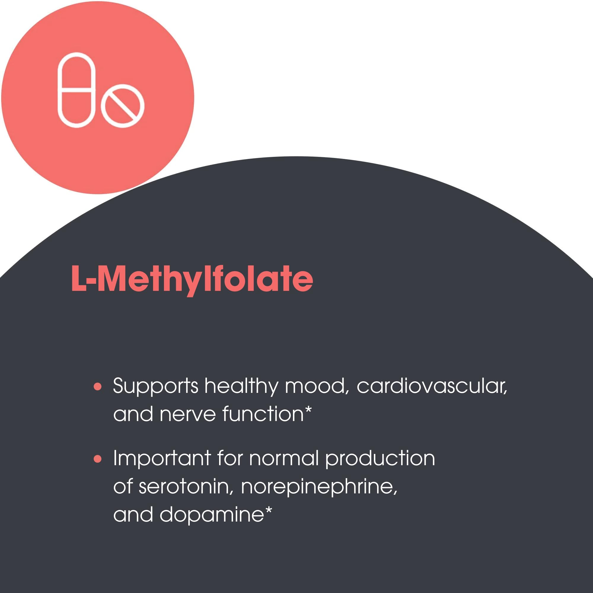 Metabolic Maintenance L-Methylfolate 5 mg seal communicates trusted brand legacy.