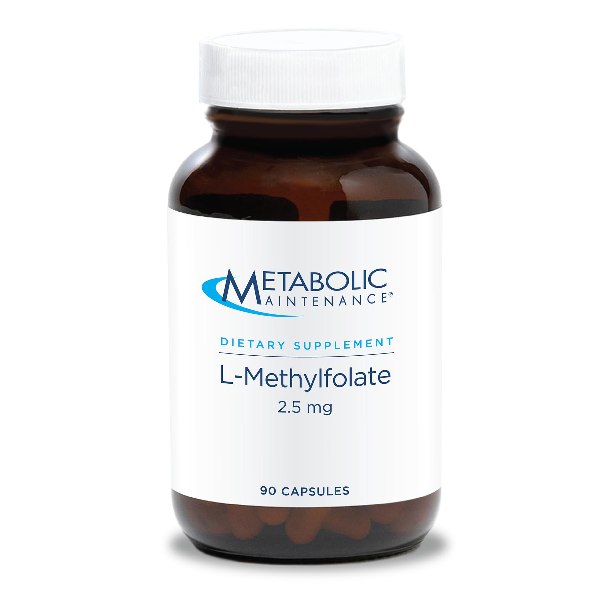 Metabolic Maintenance L-Methylfolate bottle highlights 2.5 mg active folate for daily methylation support