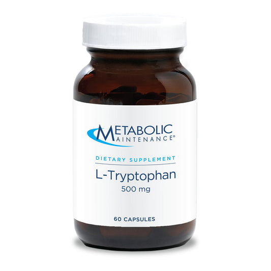 Metabolic Maintenance L-Tryptophan bottle front showing mood support and clean formula