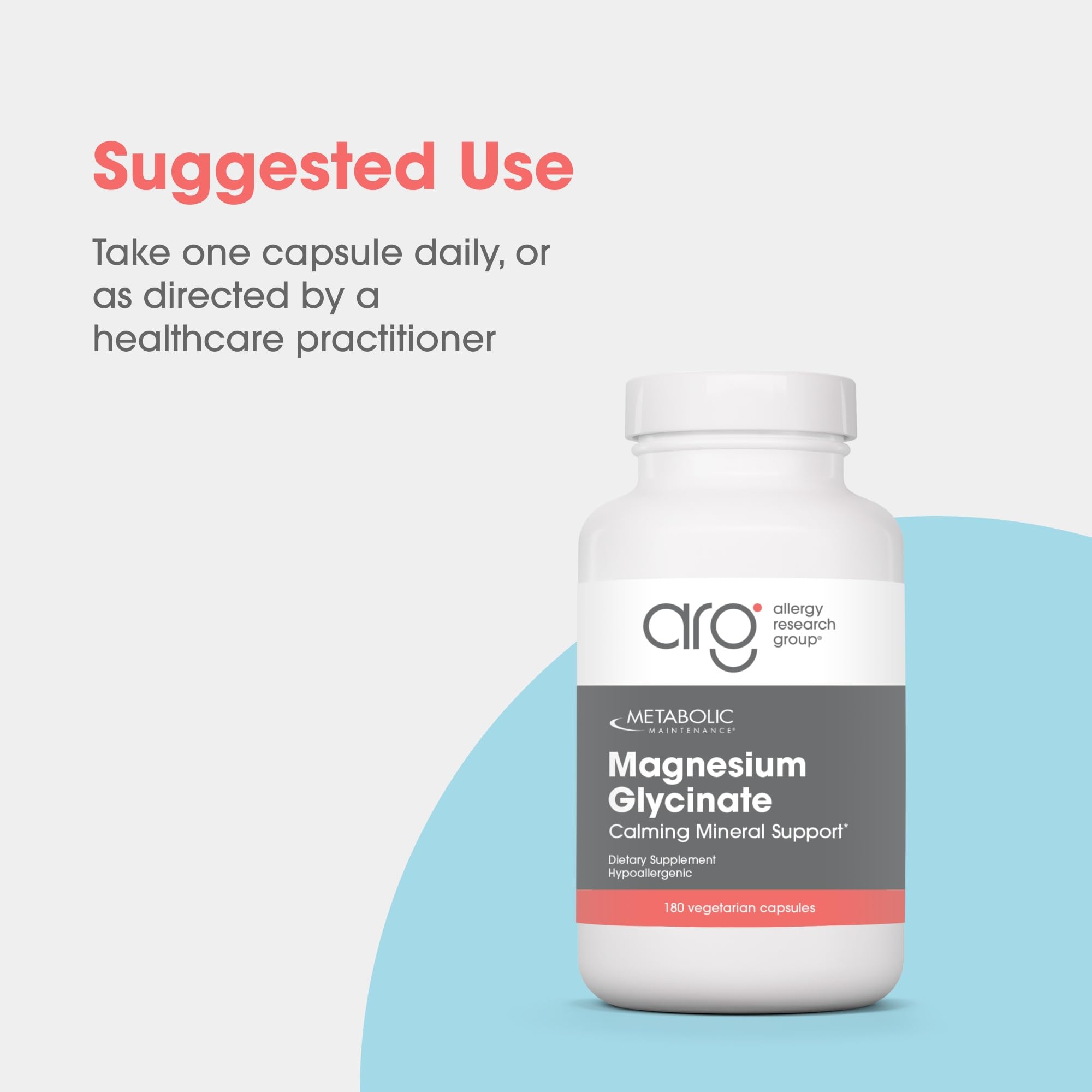 Metabolic Maintenance Magnesium Glycinate pour showing capsule dose for daily intake.