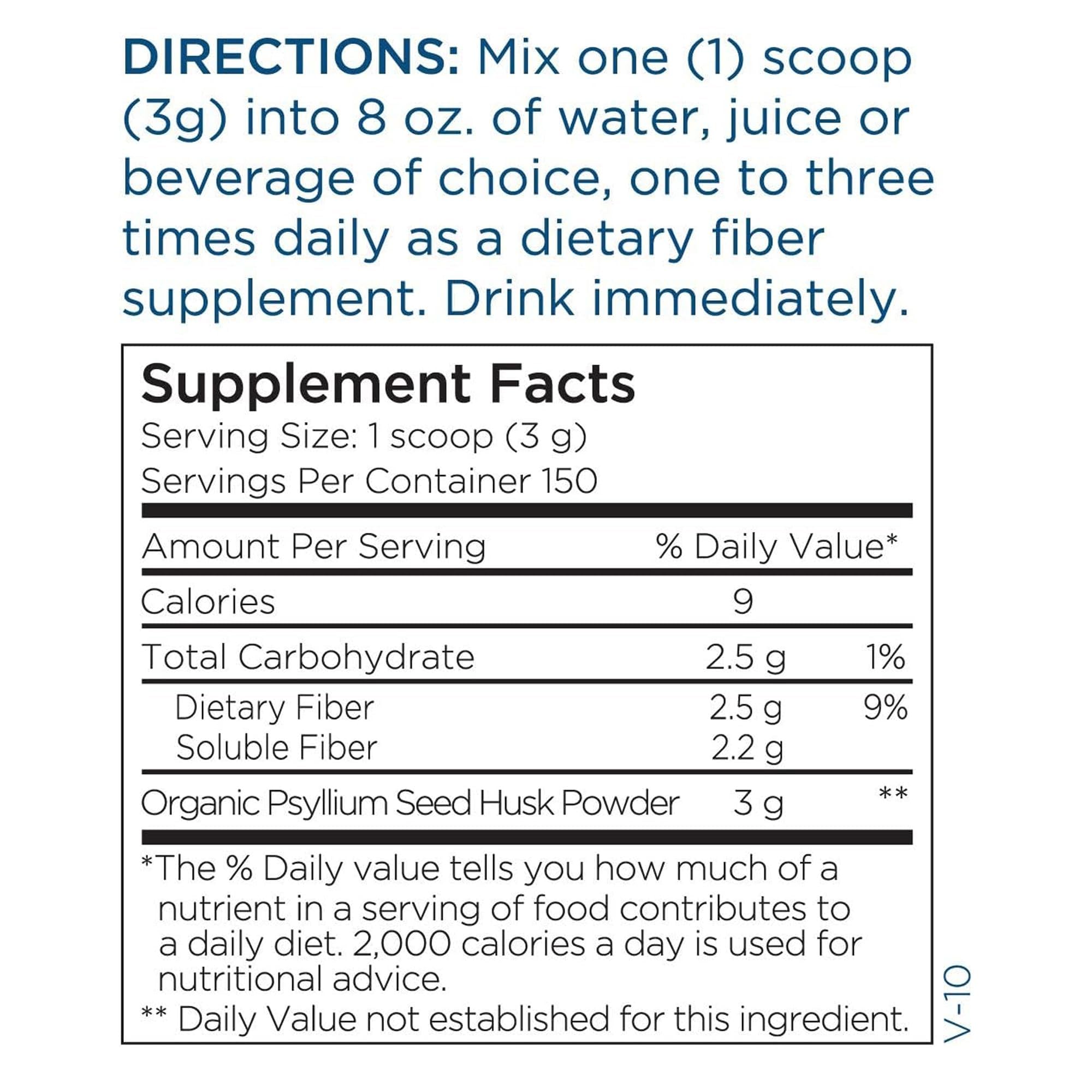 Metabolic Maintenance Organic Psyllium Husk Powder in a bottle ready to scoop for meals.