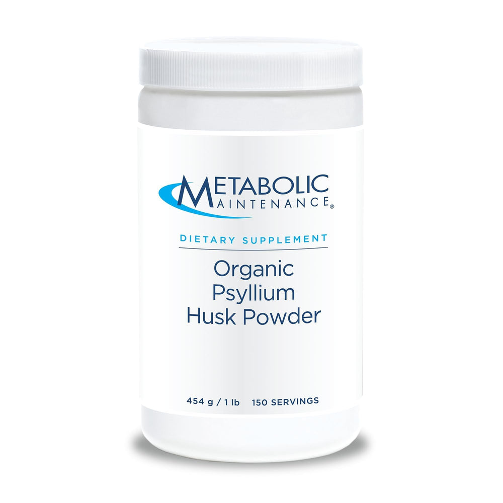 Metabolic Maintenance Organic Psyllium Husk Powder closeup of the dry texture for daily fiber.