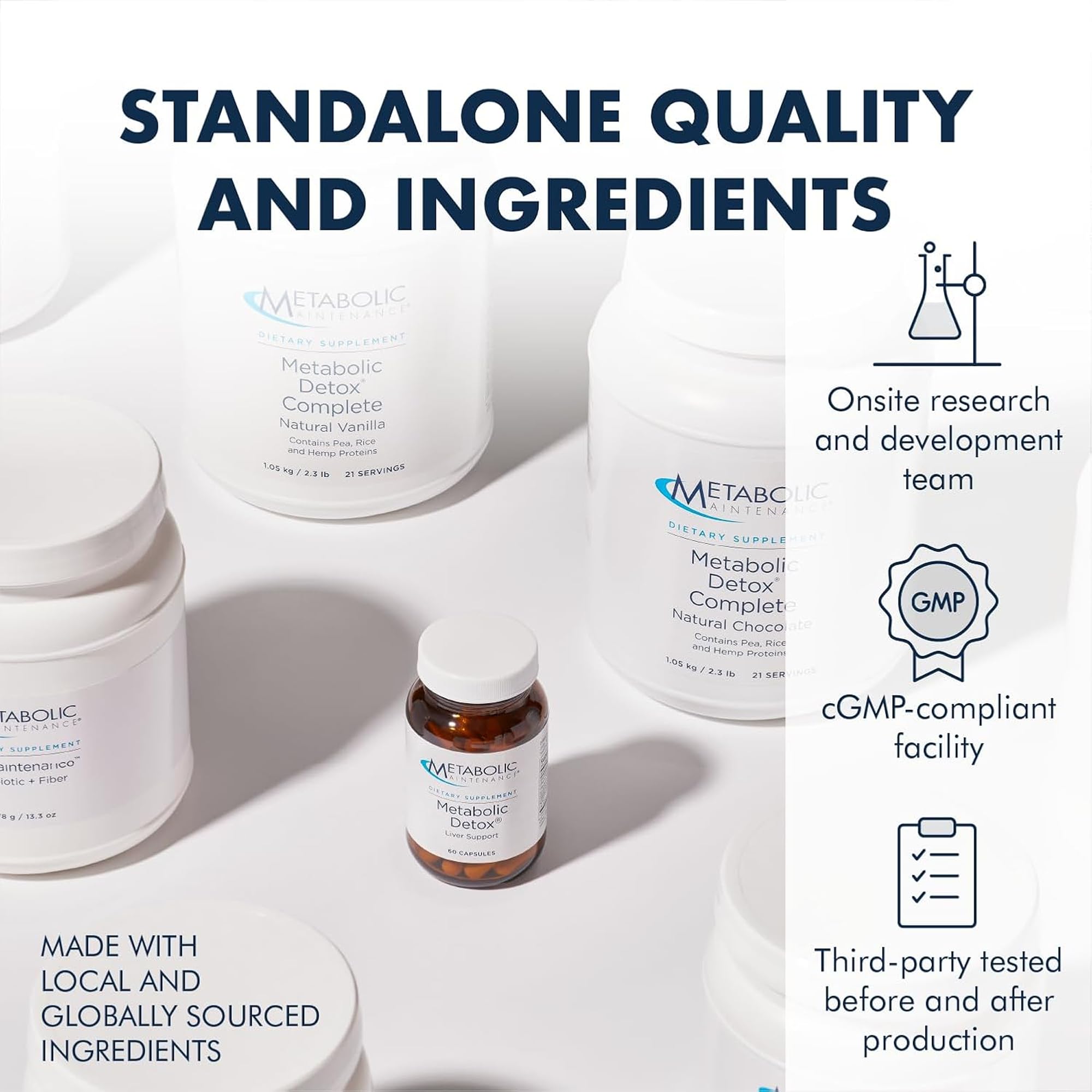 Metabolic Maintenance VitalEyes Complete capsules closeup emphasizes vegetarian capsules and quality ingredients.