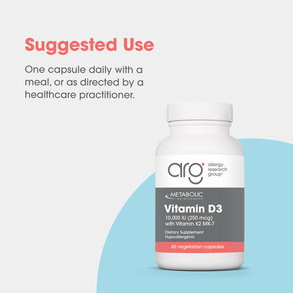 Metabolic Maintenance Vitamin D3 bottle on table showing convenient daily wellness support