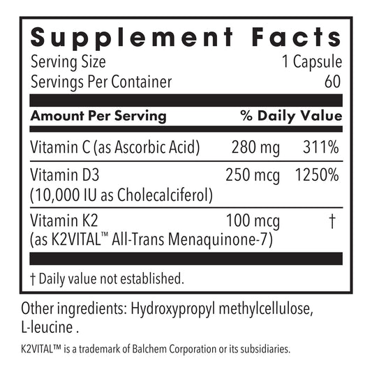 Metabolic Maintenance Vitamin D3 capsules close-up highlighting high-potency daily supplement for bone support