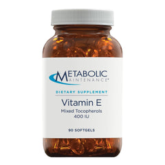 Metabolic Maintenance Vitamin E softgel bottle, highlighting heart health support.