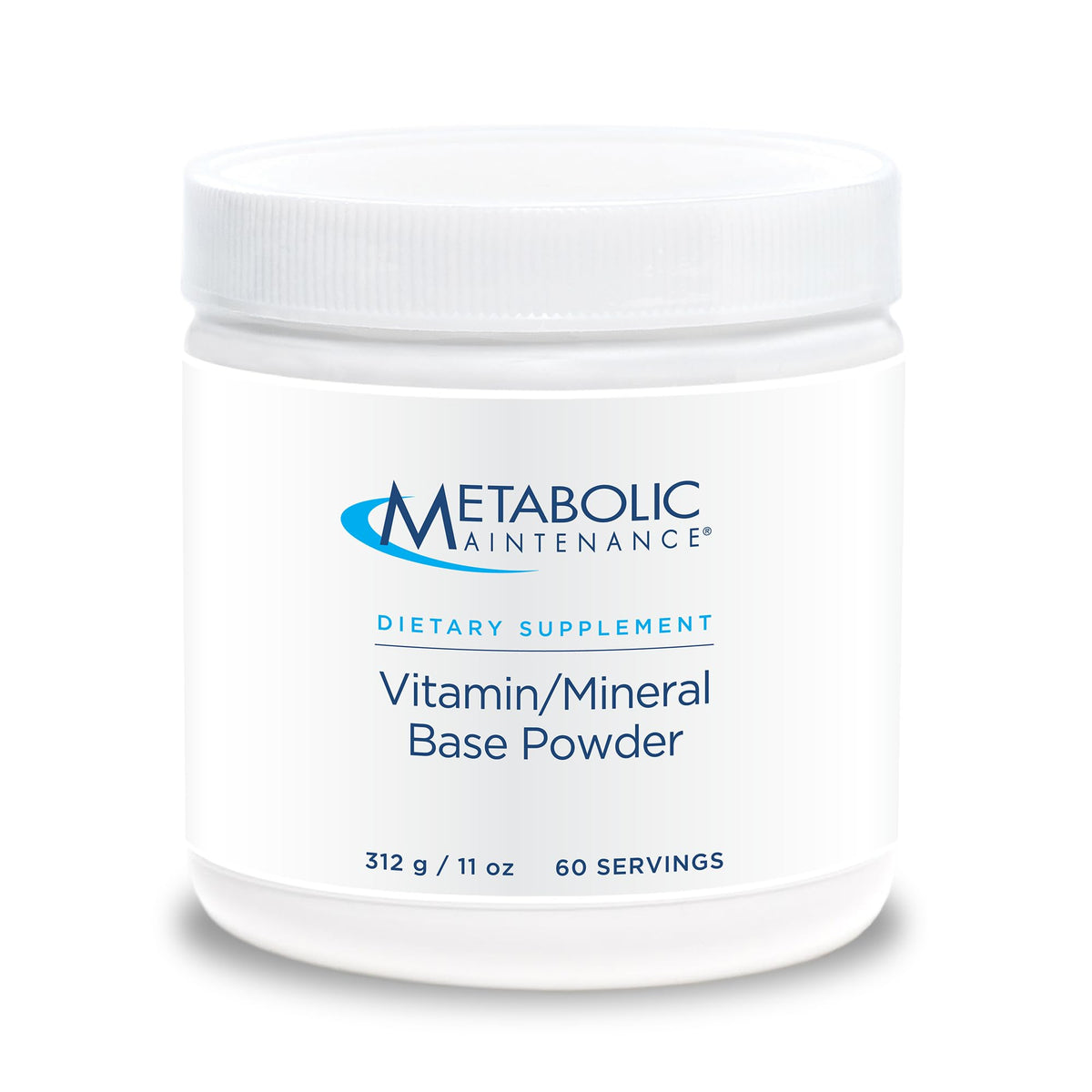 Metabolic Maintenance base powder bottle highlighting chelated minerals for better absorption.