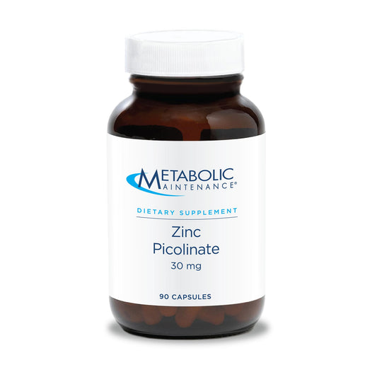 Metabolic Maintenance Zinc Picolinate bottle with label highlighting daily immune support