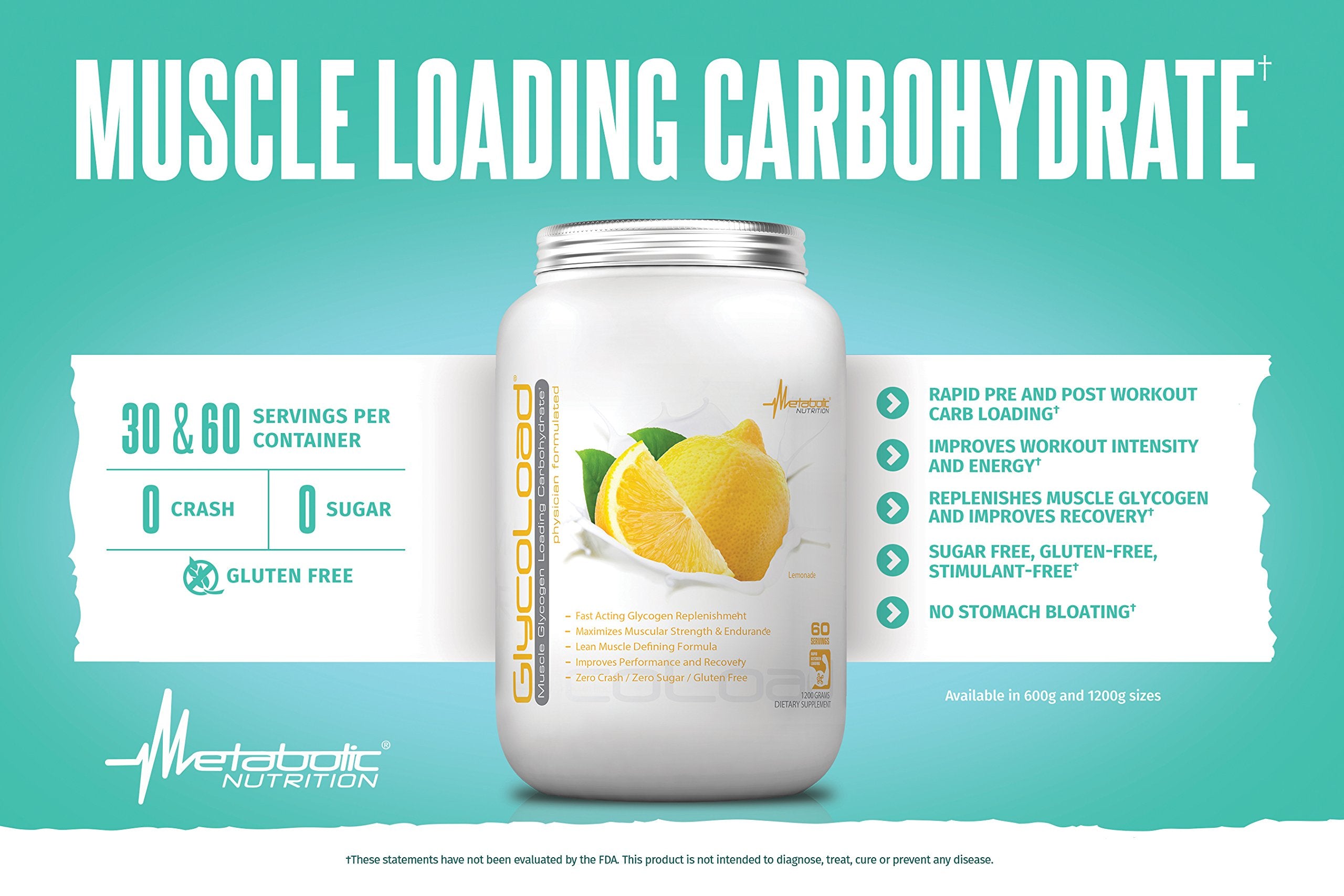 Metabolic Nutrition Glycoload ready-mix glass, supports post-workout recovery.