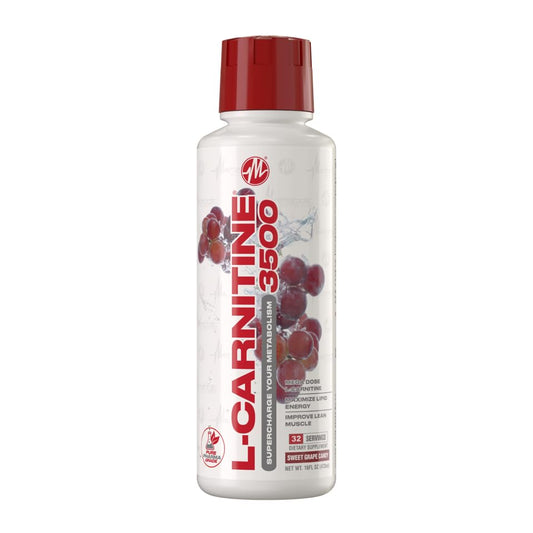 Metabolic Nutrition L-Carnitine 3500 bottle boosts energy for workouts.