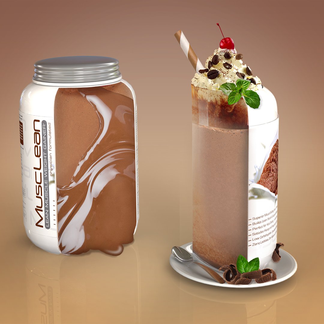 MuscLean vanilla shake prepared as a low-sugar meal replacement.