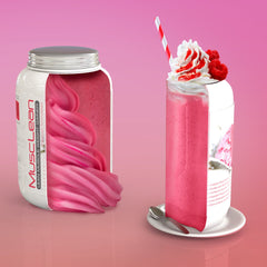 Musclean vanilla milkshake cup illustrates easy on‑the‑go protein boost