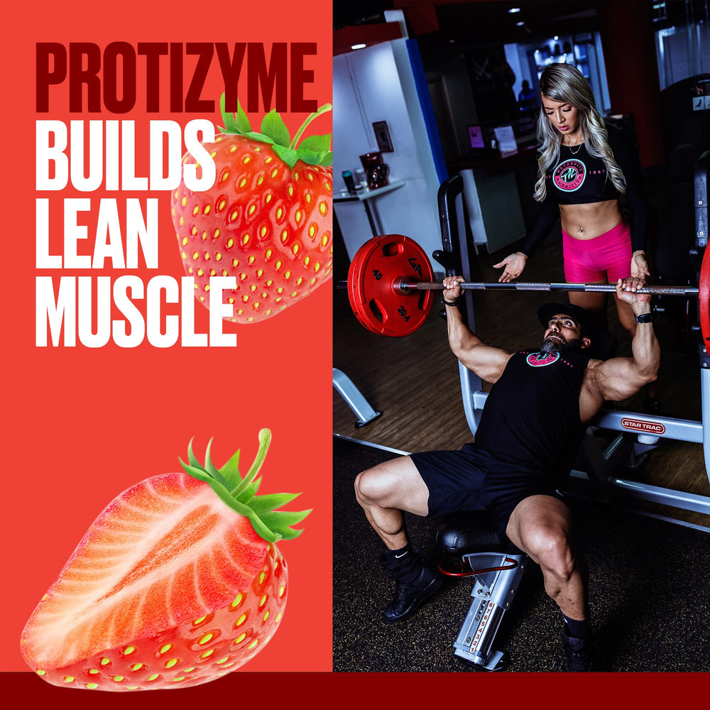 Protizyme 52 servings bottle emphasizes high protein per scoop