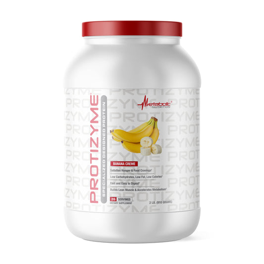 Metabolic Nutrition Protizyme Banana Creme 2lb package ready for a quick post-workout shake