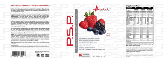 Metabolic Nutrition P.S.P fruit punch powder ready to mix for a refreshing workout boost