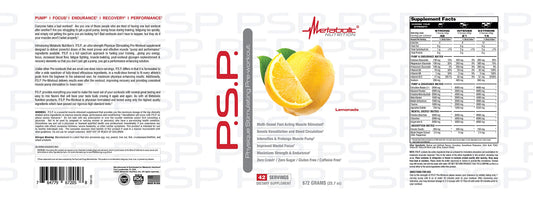 Metabolic Nutrition PSP Physique PreWorkout scoop with powder for fast-acting performance support.