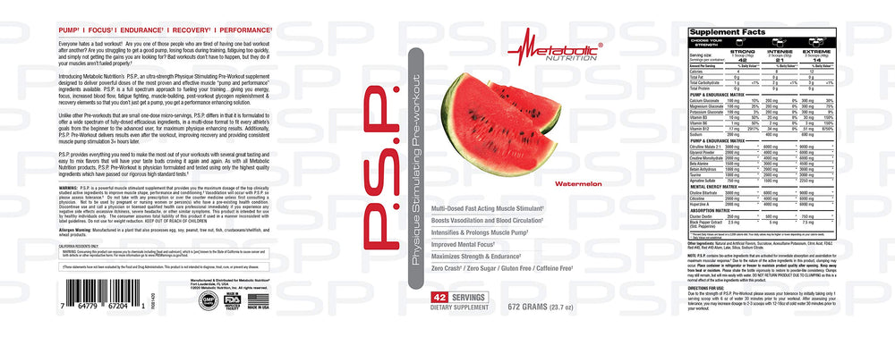 Metabolic Nutrition P.S.P. scoop with watermelon flavor ready for quick mix