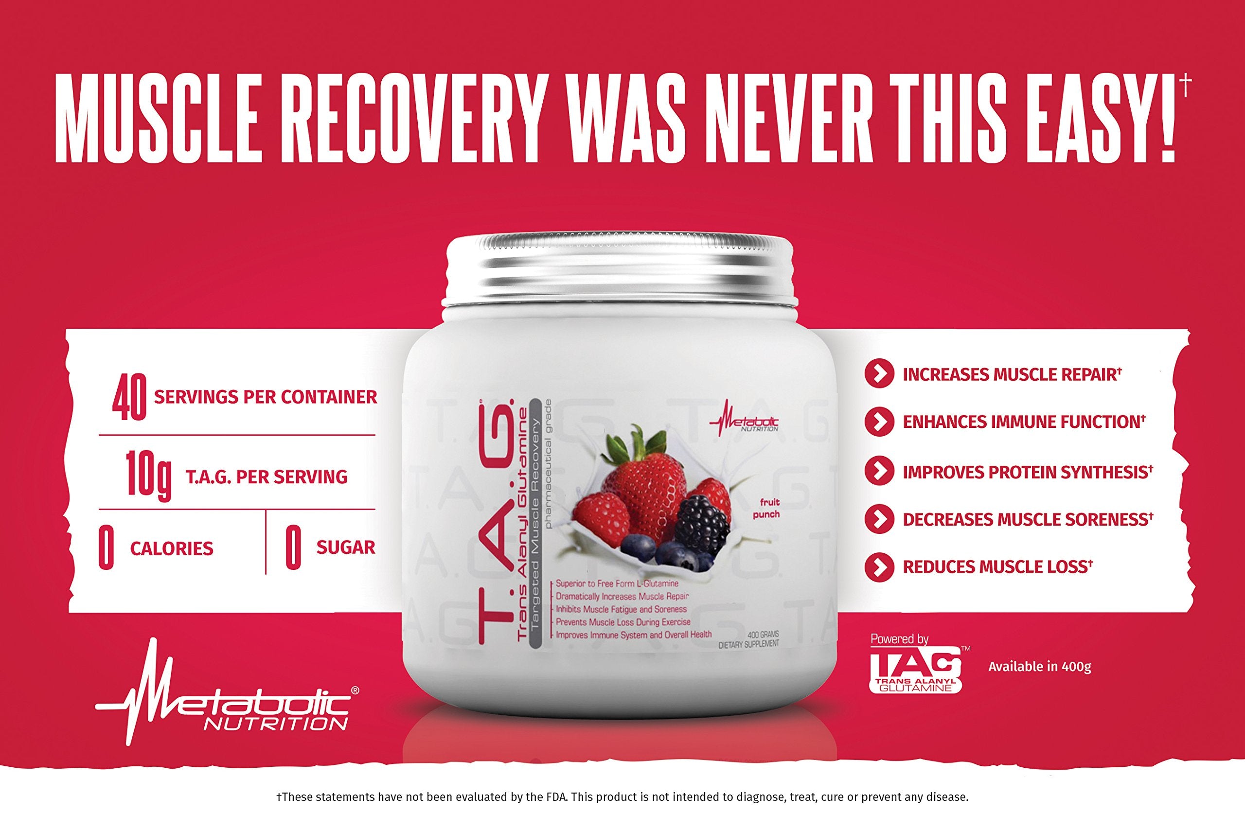 Metabolic Nutrition TAG dissolving powder mixed in water for quicker absorption.