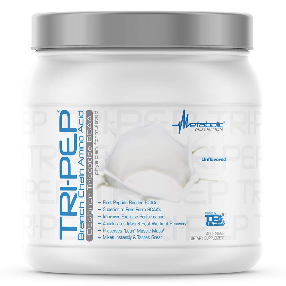 Metabolic Nutrition TRIPEP unflavored bottle with clean design supports convenient post-workout recovery
