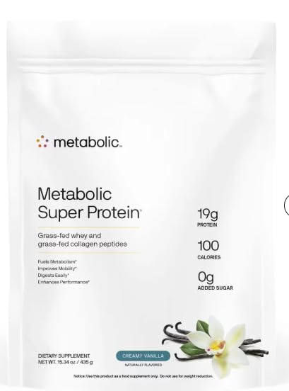 Metabolic Super Protein bottle front showing packaging for daily fueling and cravings control